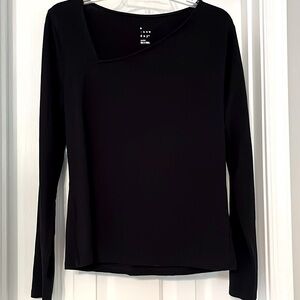 A new day long sleeve top size L black with asymmetrical neckline